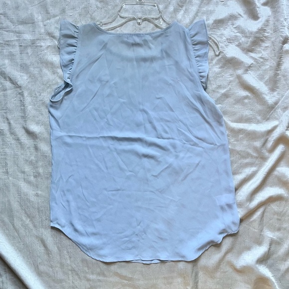LOFT Sky Blue Sheer Flutter Sleeve Blouse - Picture 3 of 6